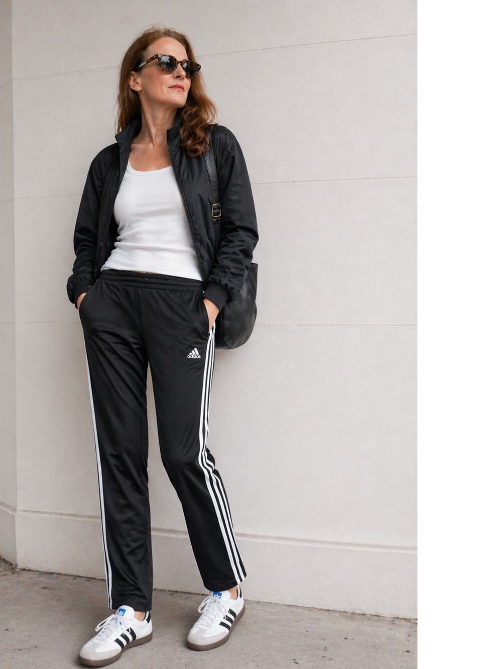 Adidas Track Pants Black White Stripe Slim Fit M L Athletic Joggers Streetwear